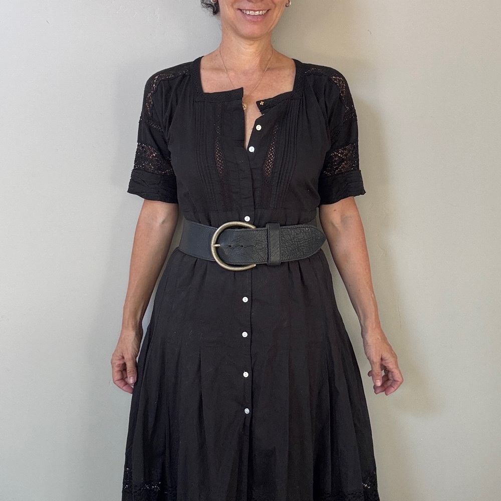 Vtg Y2K DKNY Donna Karan black 275"wide pebbled leather brass buckle womens belt - Picture 4 of 16